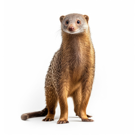 standing banded mongoose isolated white background