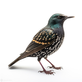 starling bird isolated on white background