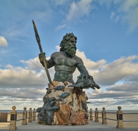 Statue of Neptune King of the Seas on the boardwalk in Virginia 