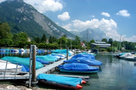 Switzerland row of boats