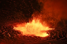 telephoto image of one of the low lava fountains hawaii