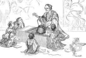 telling story of bumbuku chagama historical illustration of japa