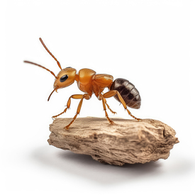 termite insect on a piece of wood isolated white background