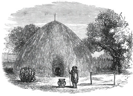 thatched hut in riongas village historical illustration africa
