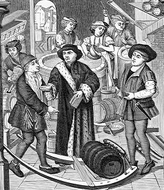 the bishop of tournai receiving the tithe of beer granted by kin