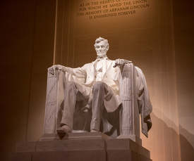 The famous statue of Lincoln Created by American sculptor Daniel