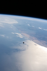 the spacex cargo dragon cargo craft approaches the international