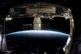 the spacex dragon cargo craft above quebec