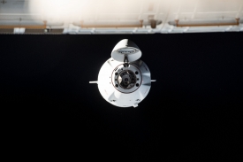 the spacex dragon cargo craft space freighter approaches the spa
