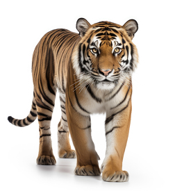 Tiger closeup isolated on white background