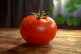 tomato on a wooden table