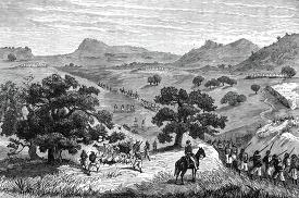 traveling throught the african countryside historical illustrati