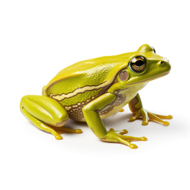 Tree frog side view isolated on white background