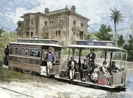 trolley car with passengers