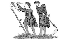 two men laboring in the twelfth century illustration