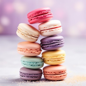 two stacks of french macarons