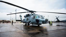 U S  Navy MH 60 Seahawk Helicopter set for departure