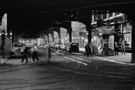 Under the elevated railway Chicago Illinois 1940