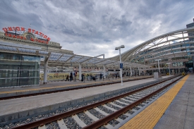 Union station rail tracks denver colorado photo
