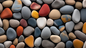 Varied stones and pebbles in a close up view showing different t