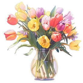 vase of mixed tulips