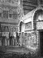 vestibule of great temple at ellora historical illustration