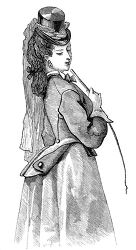 Victorian woman in profile wearing a top hat