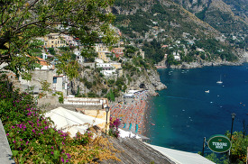 view of beach and rocky amalfi coast