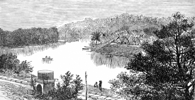 View of Gatun Village Chagres River Panama Illustration