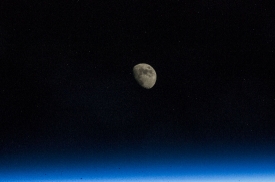 view of moon from space station