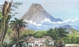 view of mt fuji japan colorized historical illustration