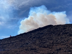 view of the eruption plume on mauna loa