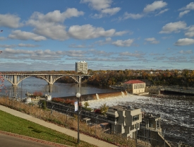 View of the Ford Dam on the Mississippi River