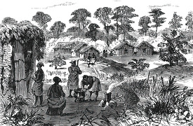 village in ashantee historical illustration africa