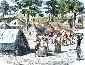 visiting an african village historical illustration africa