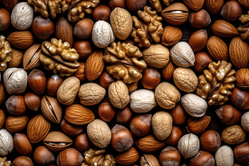 walnuts hazelnut peanut almond create a texture of nuts