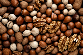 walnuts hazelnut peanut almond nuts create a textured background