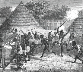 war daince historical illustration africa