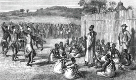 with native villagers historical illustration africa