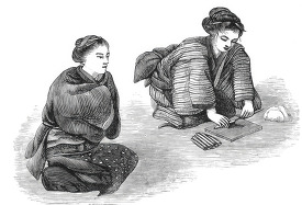 women of nagasaki japan historical illustration