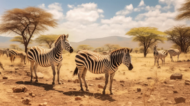 zebras on dry savanna in kenya africa