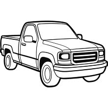 pickup truck with a standard cab black outline