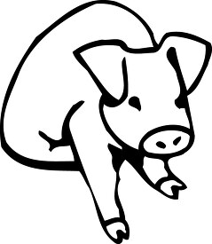 pig sitting on hind legs outline cutout printable clip art