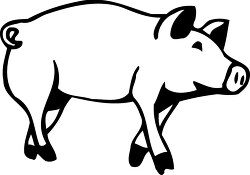 pig standing on all fours side view outline cutout printable cli