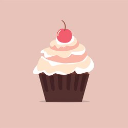 pink background with a cupcake with a cherry on top