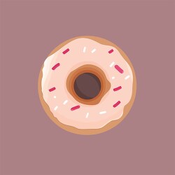pink donut with white frosting and pink sprinkles on top