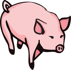 pink farm pig side view clip art