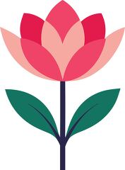 Simple illustration of a pink lotus flower with green leaves