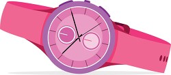 pink watch with rubber band sports watch for girls clipart
