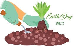 planting small plant in gardening celebrate earth day clipart